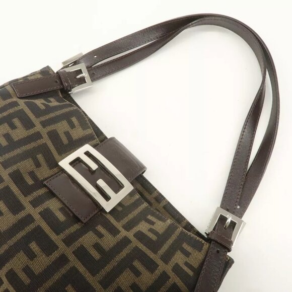 Authentic FENDI Zucca Canvas Leather Shoulder - Picture 15 of 16